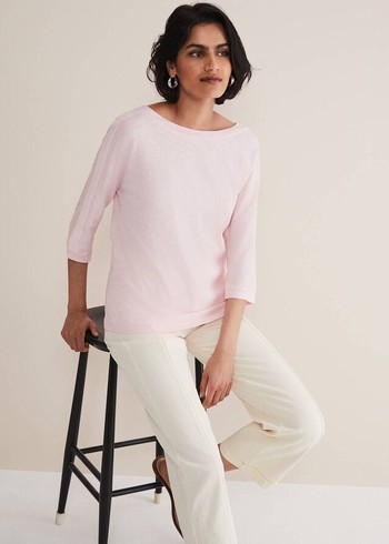 Phase Eight Belle Scoop Neck T Shirts Pink Australia | PA2104536